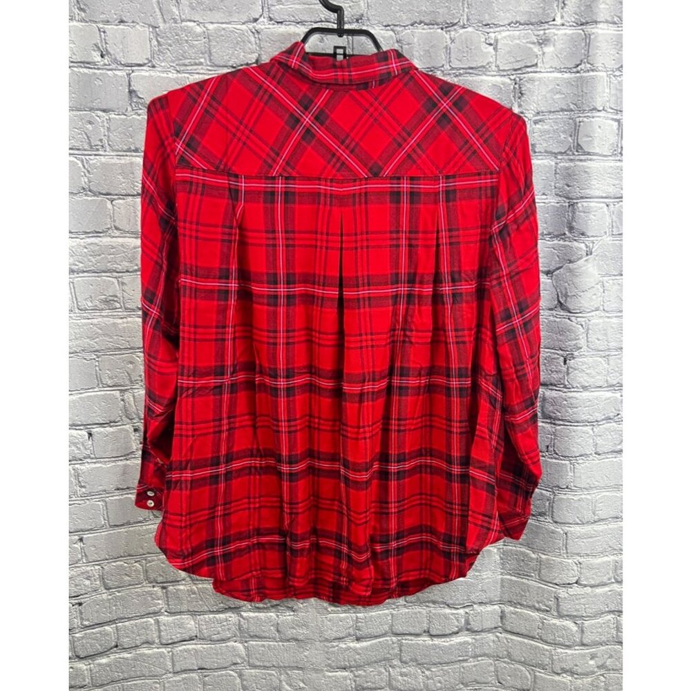 J. Jill  Button-Front Plaid Tunic Top Scarlet Red  Multi Size 2X NWT - Picture 4 of 6